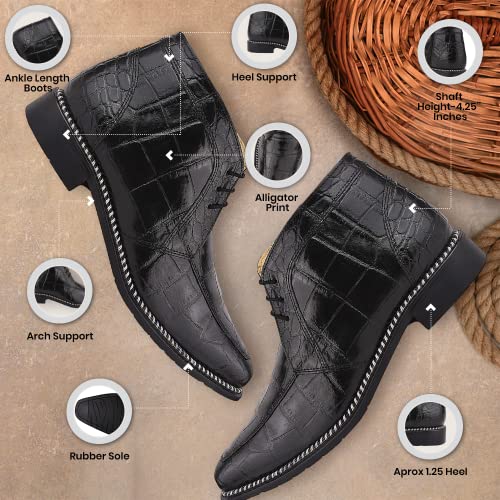 LIBERTYZENO Mens Crocodile Print Leather Adults High Ankle Lace Up Dress Shoes for Prom Graduation3