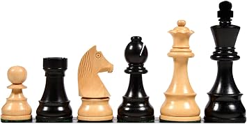 CHESSBAZAAR Chess Pieces | Tournament Series Championship Chess Pieces | with German Knight in Ebonized Boxwood & Natural Boxwood - 3.75" King | Indoor & Board Game