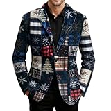 Men Ugly Christmas Blazer, Classic Single-Button Notched Collar Corduroy Jackets Xmas Party Fashion Blazers with Pockets