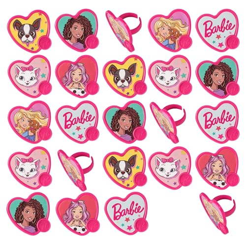 DecoPac Barbie Be The Future Rings, Pink Heart Shaped Cupcake Dec...