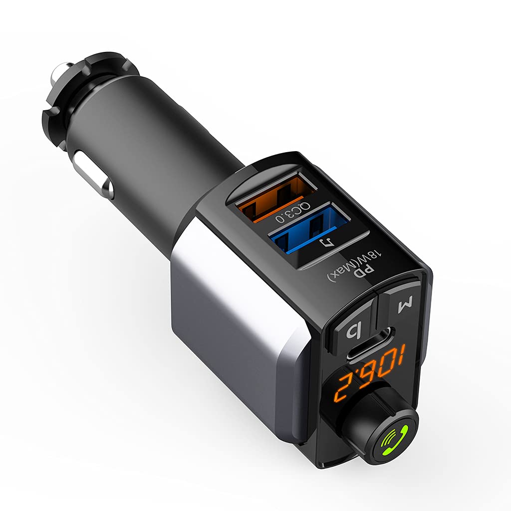 YONGYAO Coche Bluetooth Reproductor de MP3 Llamada de teléfono Manos Libres Transmisor FM Cargador de teléfono móvil Cargador rápido PD