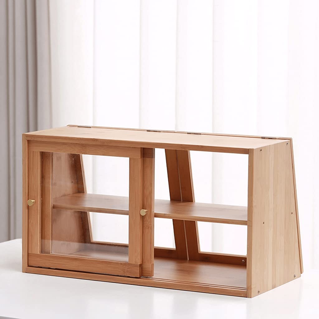 Vitrina para Pasteles y Galletas de 60 cm (23,62 Pulgadas), Estante para Juegos de té de Oficina, Armario de mostrador de 2 Niveles, Mesa Auxiliar para Pan, aparador, Mueble de café con Puertas Corre