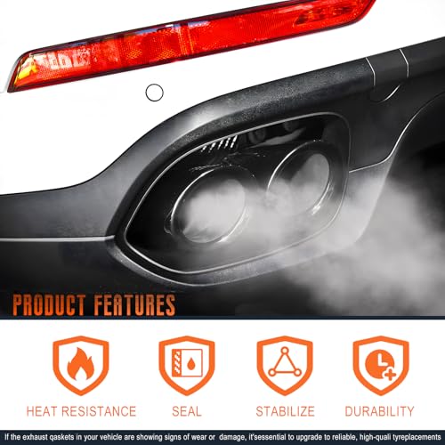 Image of 2PCS Car Exhaust Flange Gasket, Reinforced 2 Bolt 2.5 Inch High Temperature Seal for Exhaust System, Car Accessories Universal Muffler Gasket