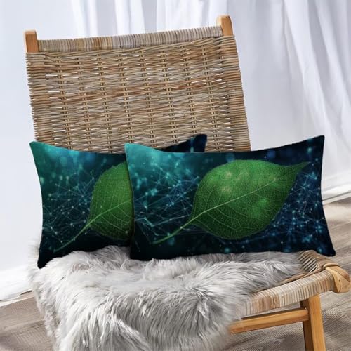 Housse de coussin extérieur imperméable 40x80 lot de 2 vert imprimé double face - 5