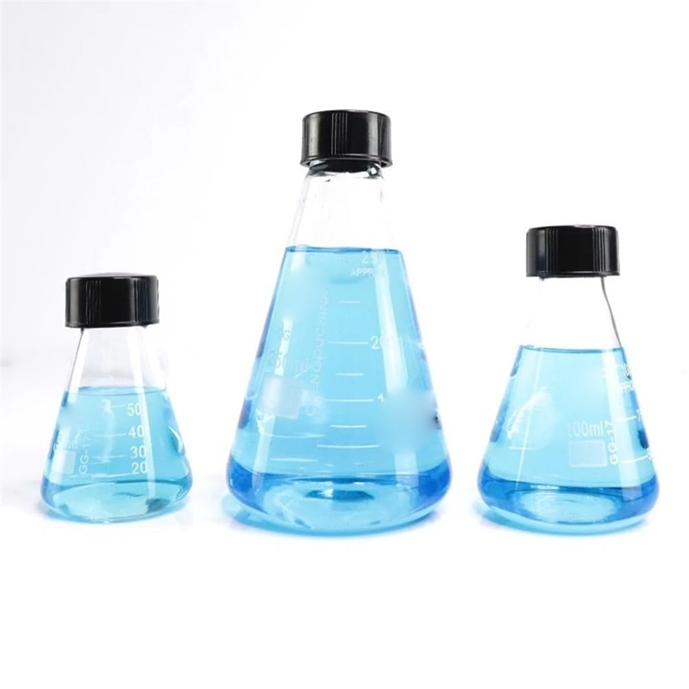 Vetreria da laboratorio 1 pz Lab 50ml a 1000ml beuta conica in vetro beuta triangolare con tappo nero for laboratorio(1000ml)