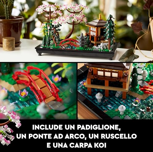 10315 Icons Il Giardino Tranquillo, Kit Giardino Botanico Zen per Adulti con Fiori di Loto, Regalo per Donna e Uomo Fan del Giardinaggio Giapponese, Decorazione da Scrivania Personalizzabile - Lego - Immagine 2