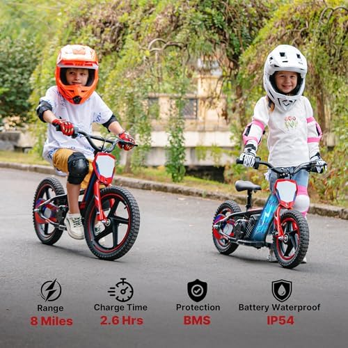 RFN Kids Electric Bike,12" Lightweight Balance EBike for Ages 4-8, 2-Speed up to 10 mph, 10 Miles Range, 24V 170W Power, 12x2.4 Tires, Birthday for Kids image 4