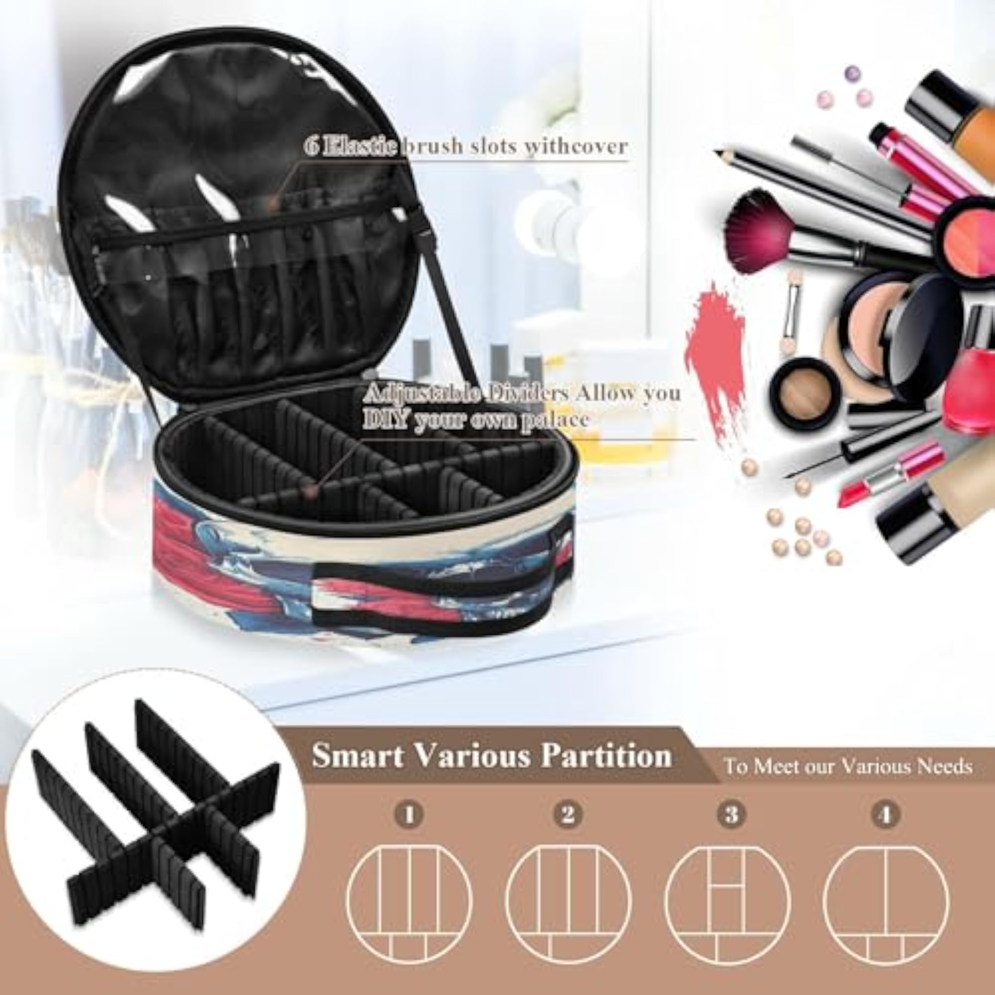 Skull Roses Travel Makeup Case, Portable Organizer