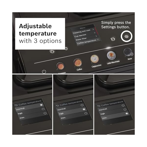 Bosch tpu40109 500 series fully automatic espresso machine with whole bean compartment and ground coffee chute tft display touch control panel external milk system and 9 beverage options black  urban country home decor
