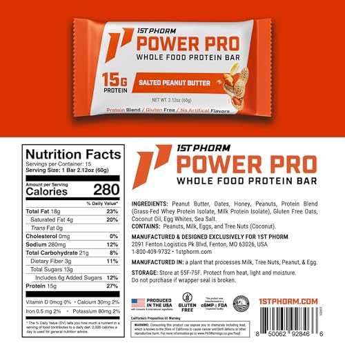 1st Phorm Meat Sticks, Seasoned BBQ, 18G Protein per Serving, No MSG or Nitrates (15 Count) + 1st Phorm Protein Bar, Salted Peanut Butter, 15G Whole Food Protein, Gluten Free (15 Count) image 5