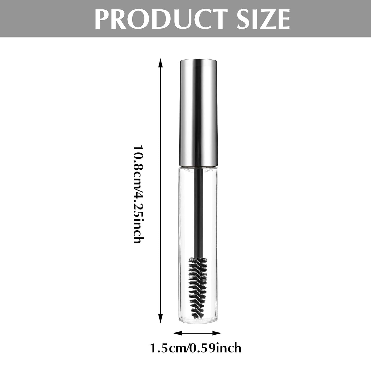 RAJry 10ml Silver Empty Mascara Tube Wand Eyelash Cream Container Bottle with 3 Rubber 1