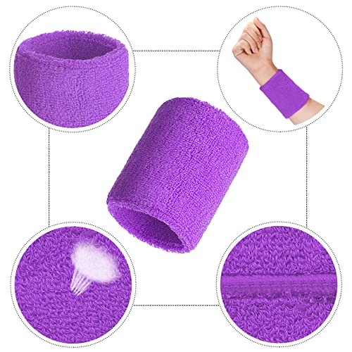 Image of Bememo 12 Pack Wristbands Sweatband for Women Men, Neon Colored Sport Wrist Bands, Tennis Football Basketball Sweatbands, Moisture Wicking Arm Bands for Working Out