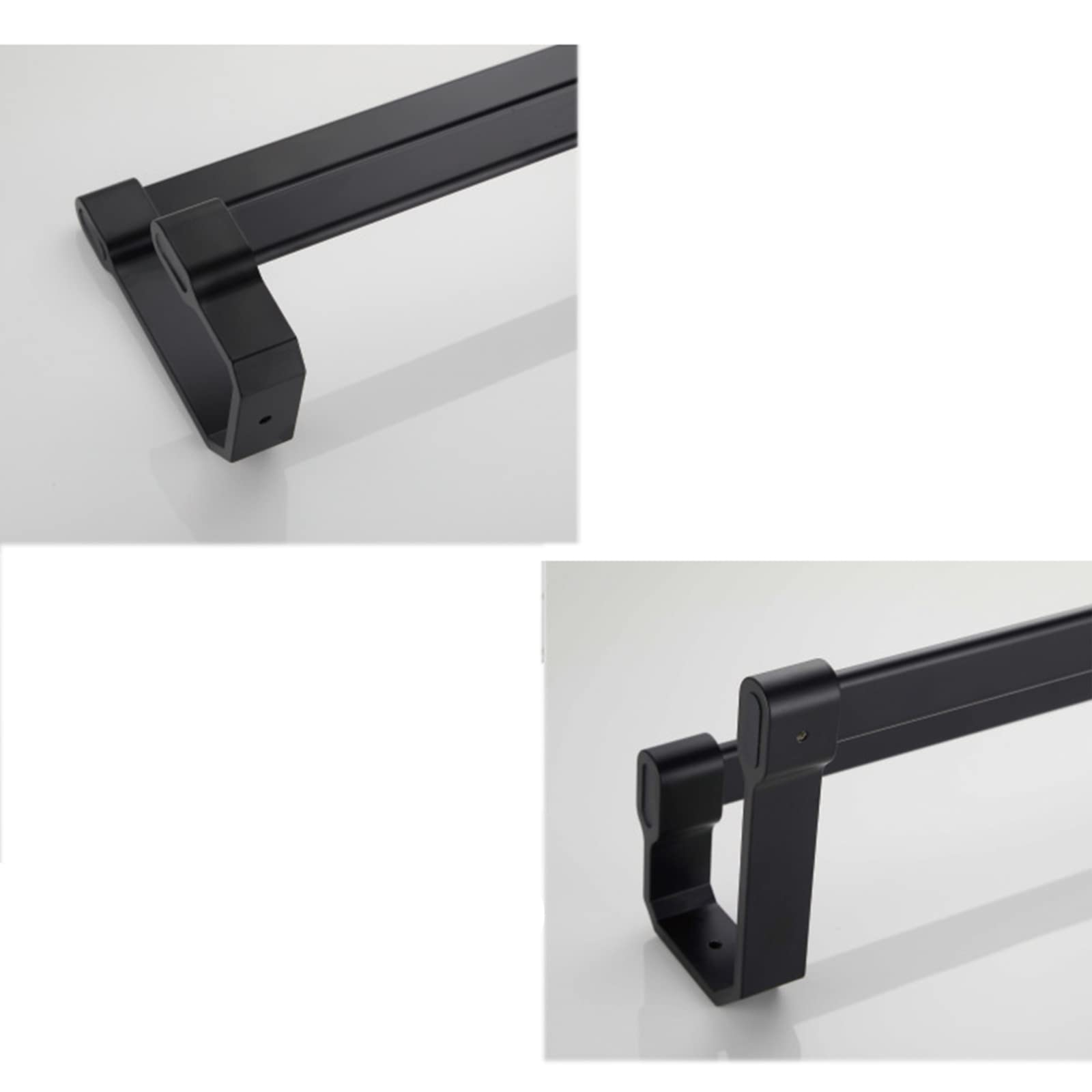 Toallero adhesivo negro de doble barra de aluminio montado en la pared para baño, cocina, 60 cm
