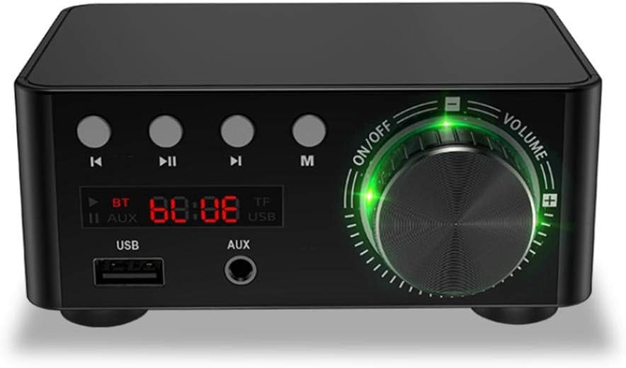 Bluetooth Amplifier, Mini HiFi Amplifier Bluetooth 5.0 Audio Power Amplifier, Stereo Hi-Fi Digital Amp 2.0 Channel 50WX2 with AUX/USB/TF Card/Bluetooth Input