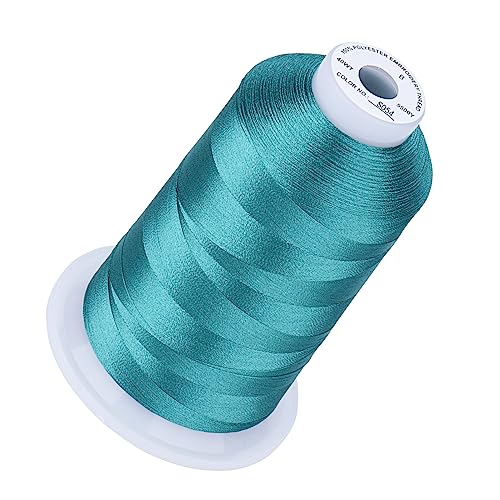 Image of Simthread 5000M 40WT Polyester Embroidery Thread, Caribbean Blue S054 | 5000M 40WT polyester thread feeds smoothly for machine embroidery, monograms, logos, patches and quilting.