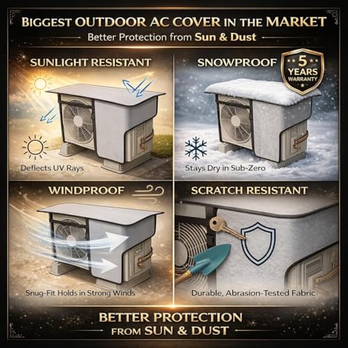 Image of Split AC Cover for Outdoor Unit, Heat-Insulated, Weather-Resistant Protection, Extend Lifespan, Boost Energy Efficiency