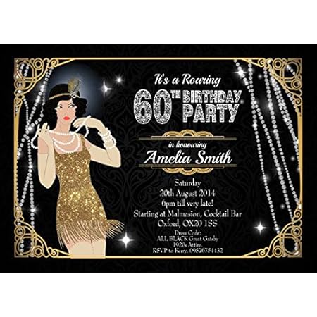 Lot De 10 Cartes D Invitation Personnalisables Pour Soiree D Anniversaire Ou Remerciement Gatsby Le Magnifique Art Deco Vintage Amazon Fr Cuisine Et Maison
