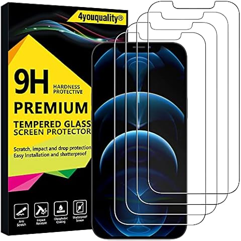 4youquality Tempered Glass Screen Protector for iPhone 12 Pro Max Cover