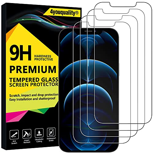 4youquality [4-Pack Screen Protector for iPhone 12 Pro Max (6.7-Inch) Tempered Glass Film [LifetimeSupport][Anti-Scratch][Anti-Shatter]