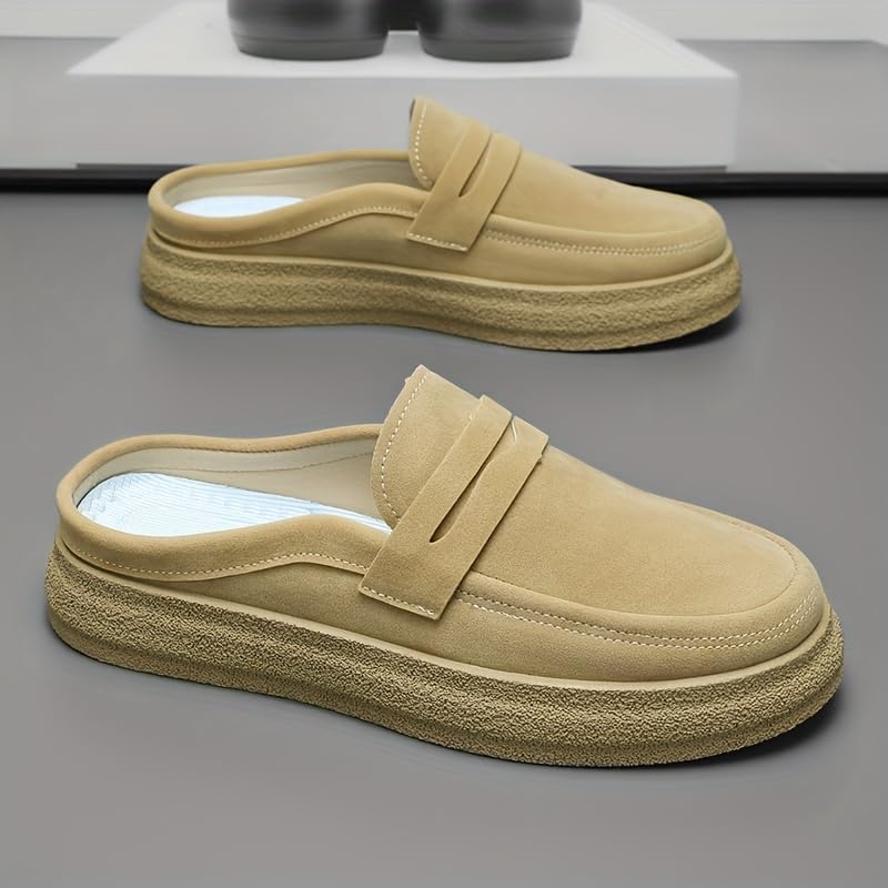 Men's fashionable one-legged casual shoes - anti-slip and durable half-slippers -pvc insole - breathable fabric lining -pu- upper - suitable for indoor - vacation - daily wear3