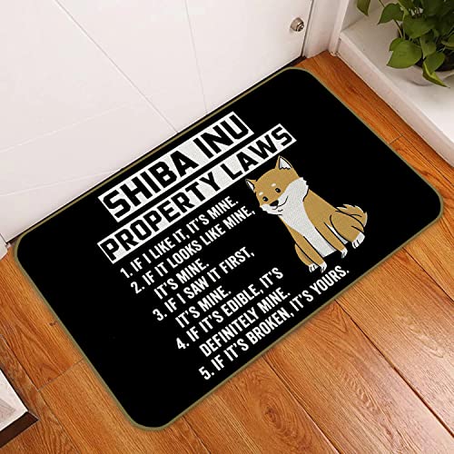 Uinhmop 17''X30'' Shiba Inu Property Laws Decorative Doormat,Cartoon Dog Rug Floor Mats, Farmhouse Decor For Home Bathroom Kitchen Bedroom Outdoors Indoor Entryway,Dog Lovers Girls Women Gifts #TOP2