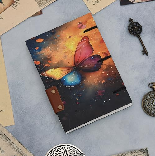 Image of Handmade Eco-Friendly Diary | Butterfly Design Hardcover Journal with Lock & Recycled Paper for Notes & Writing