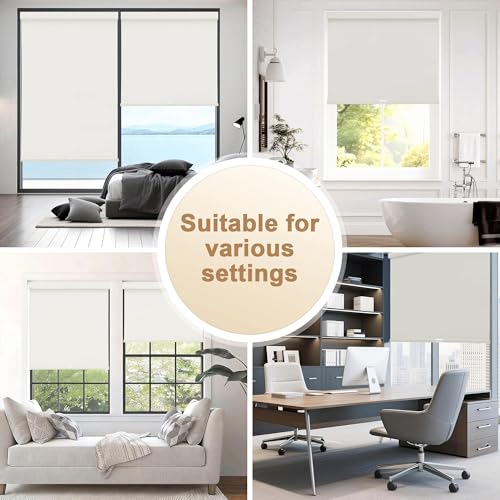 Image of SUNOFF Cordless Blackout Roller Shades for Windows,Custom Size,Beige