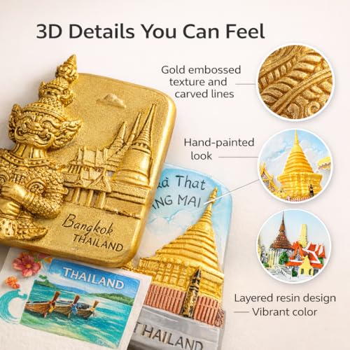 Pack de 5 imanes decorativos de recuerdo de Tailandia miniatura 7