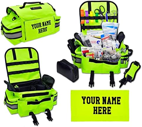 Lightning X Personalized First Responder EMT EMS Trauma Bag w/Stocked First Aid Fill Kit B & Custom Embroidered Name Patch