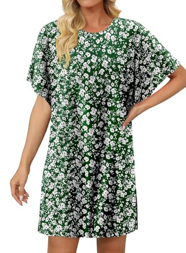 KISSMODA Womens Summer T Shirt Dress Casual Short Sleeve Beach Cover Up Tunic Tops with Pockets