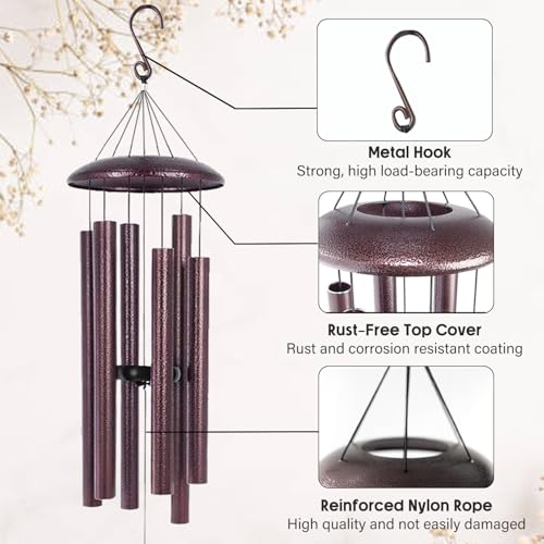 Image of ASTARIN Wind Chimes for Loss of Loved One, Personalized Memorial Wind Chimes Gifts for Loss of Mom Dad, in Loving Memory- Cardinal Sympathy Gifts,30 /36 /45 in Deep Tone Windchime, Produced in Texas