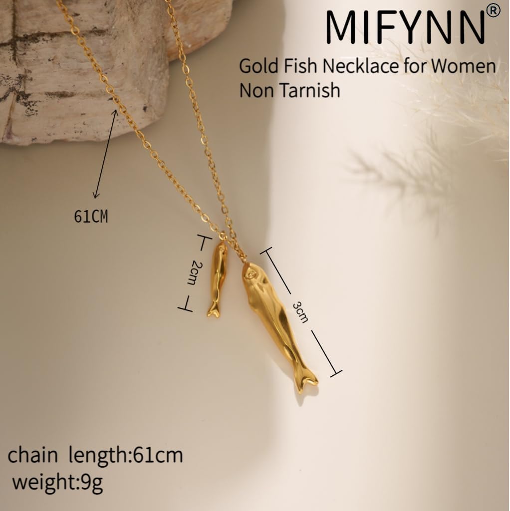 Gold Fish Necklace for Women Trendy Beaded Sardine Fish Pendant Necklace Summer Ocean Beach Jewelry Gift - Image 6