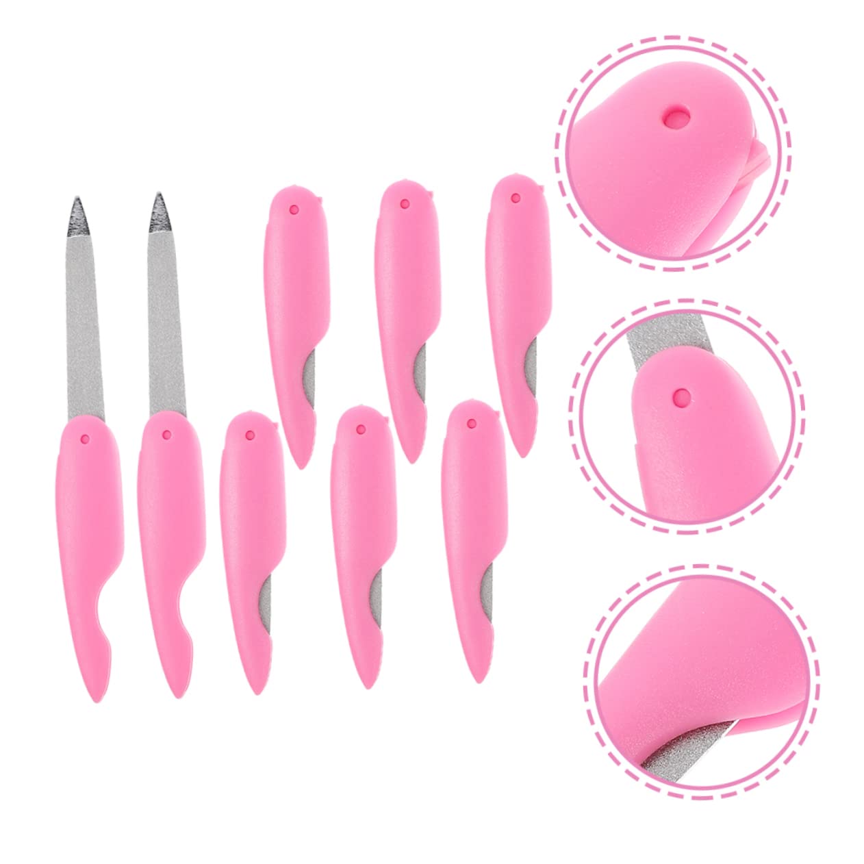 Set di 8 per Unghie in Metallo Rosa Doppia Superficie per Limatura e Modellatura, Design Compatto e Resistente per Uso Domestico e Salone