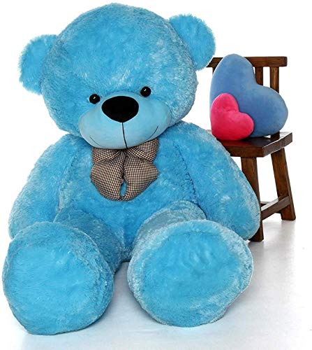 Image of HUG 'n' FEEL SOFT TOYS Loveable HUGABLE Soft Giant Life Size, Long Huge Teddy BearPlush & Stuffed Toys (Best for Someone Special) Sky Blue 4 Feet 120 cm with Free Heart Shape CUSION