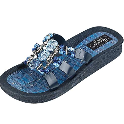 Women's 25550d Denim Slide Jeweled Waterproof Molded Sole Summer Sandals