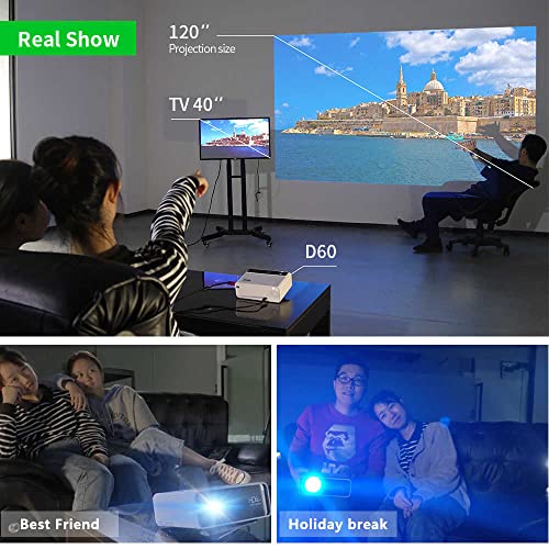 Image of AUN D60 Mira LED Projector 3200 Lumens 1080p Supported Resolution Multiple Ports Built-in Speaker Portable Mirroring Projector Home Cinema Full HD Projector