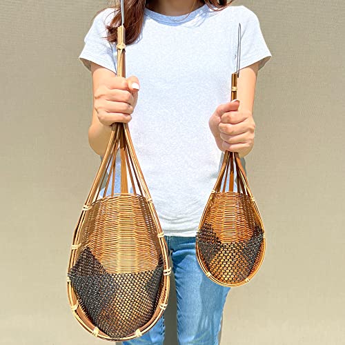 Panwa Handmade 100% Thai Bamboo Woven ~6 Inch Super Sanctuary Hanging Orchid Basket Set Of 2 Multi-Purpose Bird Nest Style Plant Hangers For Gazebo Indoor/Outdoor Flower Planter Natural Brown #TOP3