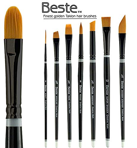 Creative Mark Artist Paint Brush Set - Beste Watercolor Short Handle Paint Brushes - Assorted Sizes - Try Me Pack - 7 Pieces #TOP2