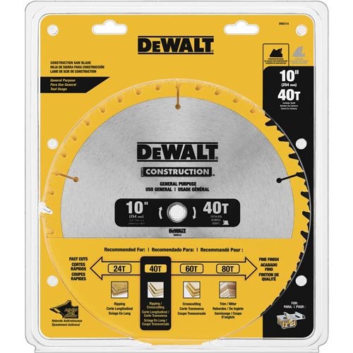 DEWALT 10-Inch Miter / Table Saw Blade, ATB, Thin Kerf, 5/8-Inch Arbor, 40-Tooth