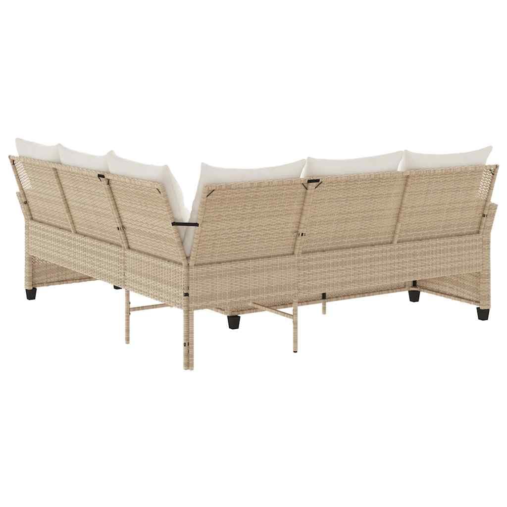Canape L Tressé Beige avec Coussins Beige Canapé d Angle Jardin en Résine Tressée avec Coussins Lavables Ensemble Canapé Extérieur pour Terrasse Balcon Patio Maison Durable Imperméable UV