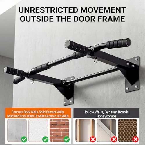 Image of Pull Up Bar Wall Mounted - Multifunctional Wall Mounted Pull Up Bar for Home Gym