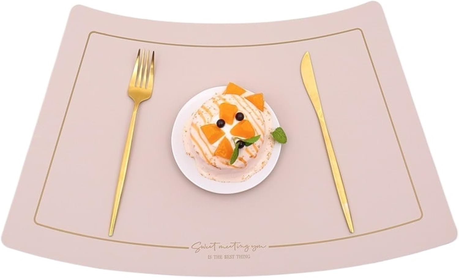 Fan Shaped Wedge Placemats Oil-Resistant Dining Table Decoration Modern Gift Green Table Mats for Home Decor(Fanlogo Pink,6pcs 27x44cm)