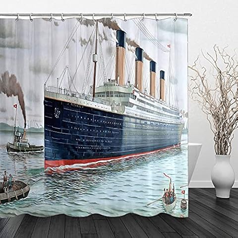 Titanic Shower Curtain Ship Ocean Shower Curtain Titanic Decor for Bathroom 70x70 inches with Hooks Cover