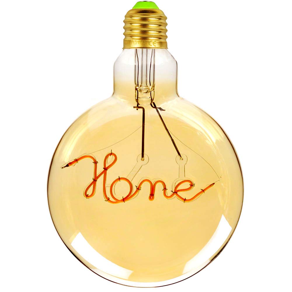 Tianfan Industrial Style Vintage LED Edison Bulb, 4W 220-240V E27 Dimmable Hanging Bulb, 2000K Warm Yellow Color Temperature, Flat Ball Shape 125mm Diameter (Home)