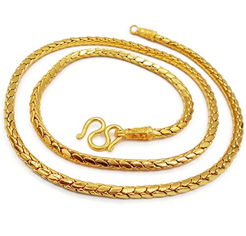 Chain Gold Plated Heavy Necklace 22k 23k 24k Thai Baht 24 Grams 24 Inches Width 4 mm Jewelry Men's Women
