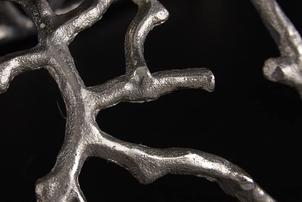 Eleganter Kerzenhalter Abstract 60cm Silber für 4 Kerzen Kerzenständer Adventskranz aus Aluminium Tischkranz für Stumpenkerzen