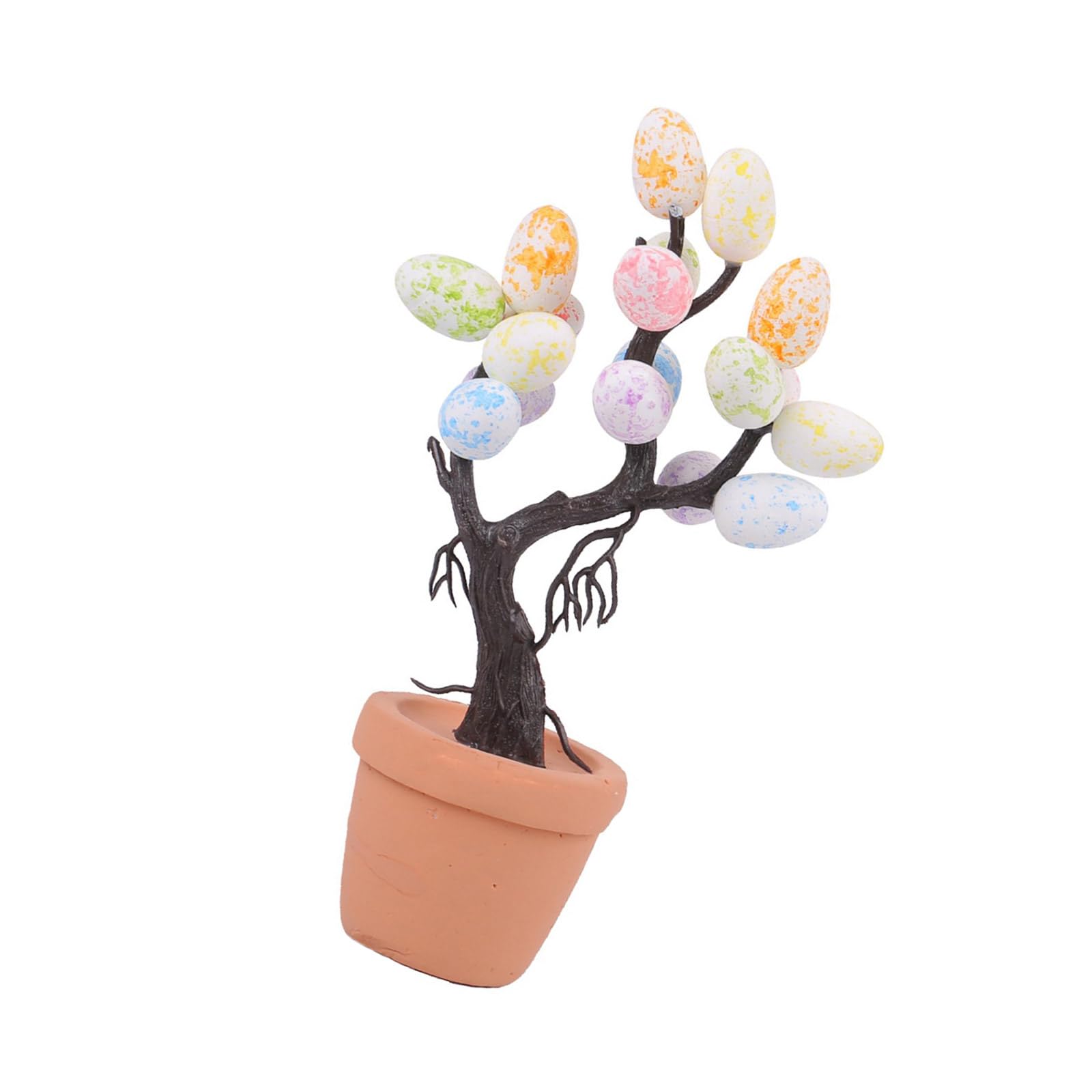 Realistic Easters Eggs Tree Ornament Potted Plant Tabletop Decoration Centerpieces for Dining Table or Workspaces Easy Placement Decoration