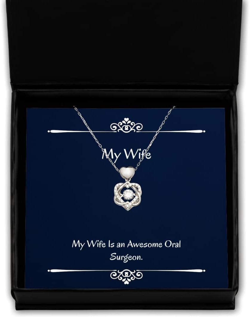 Unique Idea Wife Heart Knot Silver Necklace, My Wife is an Awesome Oral Surgeon, for, Present from Husband, for Wife