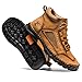FLYLAND Men's Casual Leather Fashion Sneakers Ankle Chukka Boots Handmade Lightweight Loafers Mid top Walking Driving Shoes (Golden, 8)