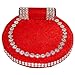 BERRYCRAVE Red Velvet Cloth Decorative One Piece Gaddi Aasan Chowki Bed with back cushion for God Idols Singhasan Bethak - 15 CMS